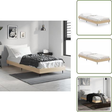 Bettgestell ohne Matratze Sonoma-Eiche 75x190 cm Holzwerkstoff - Holzbettfassungen - Bettrahmen - Doppelbett - Einzelbett - Sonoma Eichenfarben (1/5)