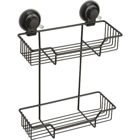 Portaobjetos Con Ventosa En Metal Negro Mate  Menta