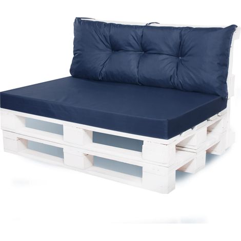 Coussin de palettes, Jeu de coussins de jardin  120x60 et Dossier 120x50cm bleu foncé / coussin de palettes pas cher extérieures (1/3)