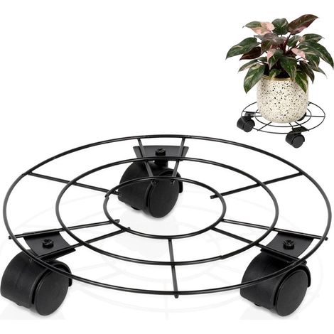 Metal plant pot stand with wheels black 25 cm 235492819 (1/5)