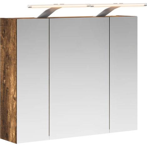 Mobiletto per specchio da bagno Rovere fumé 60 x 14,5 x 50 cm vidaXL