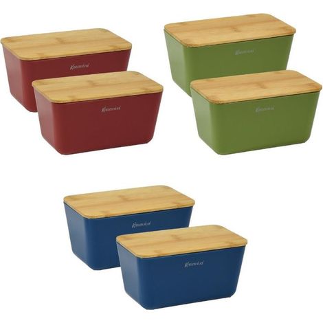 Set 2 Pezzi Barattolo da Cucina Premium Kyoto Tappo in Bamboo 0,5 Litri 3 Colori (1/3)