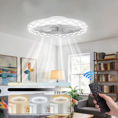 Ventilateur de plafond LED 2 en 1, ventilateur silencieux et intelligent, avec éclairage de plafond rétroéclairé, trois couleurs, 6 vitesses de vent. (1/5)
