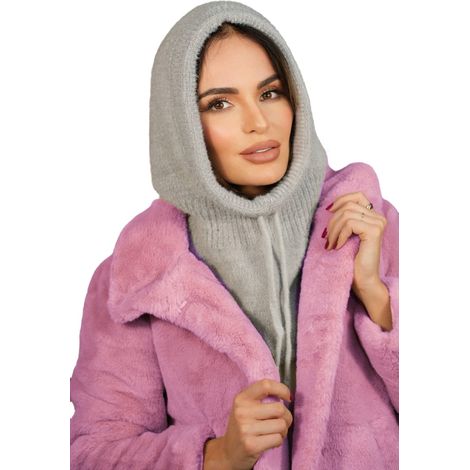Cappuccio a coperta, elegante colore grigio caldo invernale. (1/3)
