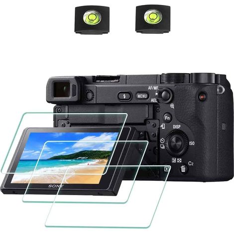 Protector de pantalla para Sony A6300 A6400 A6000 A5000 y funda protectora de vidrio templado para Sony 6300 6400 6100 5000, dureza 9H, antiarañazos, antiburbujas - Paquete de 3