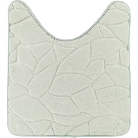 Tapis contour wc effet feuillages microfibre 45x50 cm - brume - Tendance (1/4)