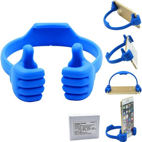 Mobile Phone Holder Thumb High Phone Stand Portable Thumb Design Phone Stand Novelty Fun Phone Stand Lazy Phone Holder for Children Mobile Phone (Random Colour)、,Blau