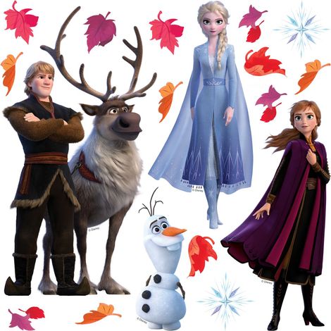 sticker mural La Reine des neiges bleu, marron et violet  - Disney