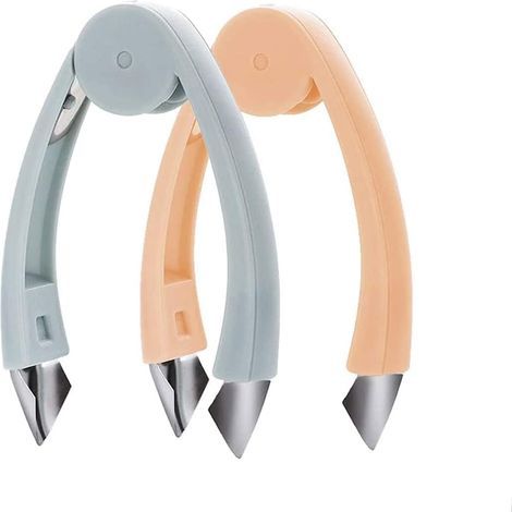 2pcs V-Shaped Strawberry Peeler, Strawberry Slicer, Stainless Steel Fruit Corer Kitchen Tool, Stainless Steel Pineapple Cutter for Pineapple Eyes and Stems, 12x7cm (1/5)