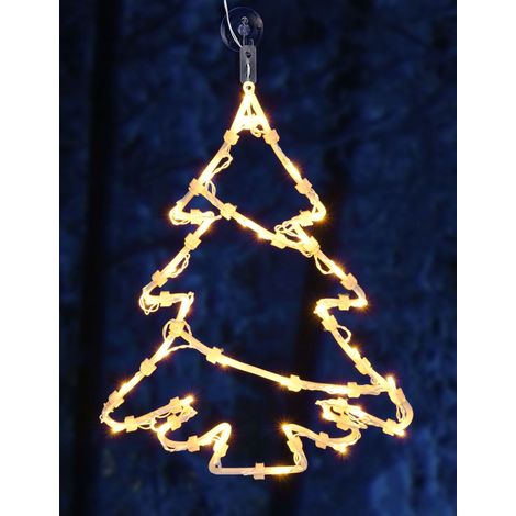 XXL LED Weihnachts Fenster Silhouette - Weihnachtsbaum - Deko Fensterbild beleuchtet mit Timer