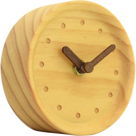 Réveil créatif en bois massif, horloge à aiguilles en bois élégante, petite horloge de table silencieuse, horloge à bûches (1/5)