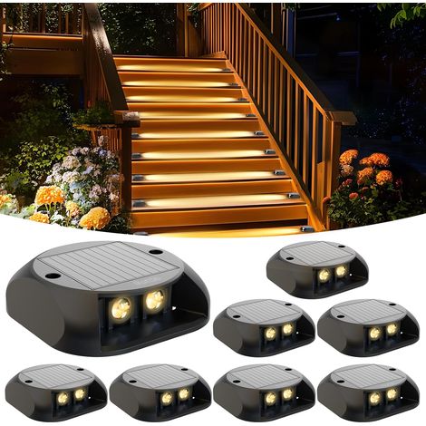 Set of 8 solar garden lights - Warm white lighting IP65 - Pressure resistant - 3 tons - For stairs, garden, step, patio, front door