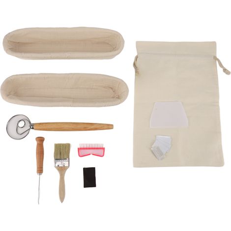 2 paniers de levée en rotin solide pour fermentation du pain, formes variées, lot de 2 (1/5)