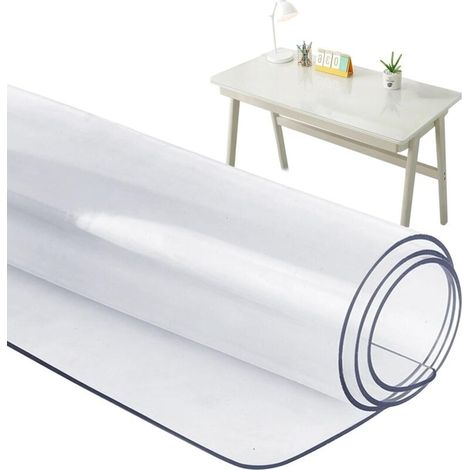 Tapis de bureau transparent, 80 x 40 cm, PVC, bords arrondis, imperméable, antidérapant, résistant à l\'huile et à la chaleur. (1/5)