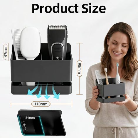Support Mural pour Brosse à Dents Électrique Aluminium, sans Percer Autocollant pour Salle de Bain, Support de Tête de Brosse à Dents (1/4)