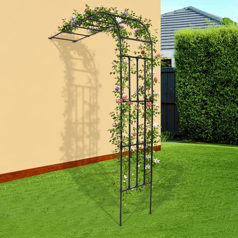 Demi-arche de treillis pour roses, arche de jardin en acier, montage mural, support de plantes, terrasse pour roses grimpantes et support de plantes, 220 x 50 x 260 cm (1/5)