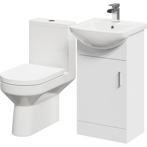 Neiva Gloss White 450mm 1 Door Vanity Unit and Open Back Toilet Suite (1/5)