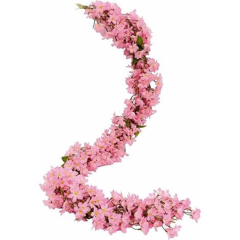 Lot de guirlandes fleurs cerisier artificielles suspendues m pour décoration maison jardin fête mariage 2 1,7 rose (1/4)