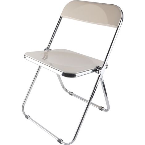 Chaise pliante INS, design transparent, robuste en métal, durable, pliable pour fête maison magasin, blanc laiteux (1/5)