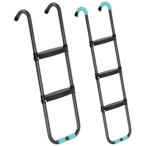 Trampolinleiter, 2-stufige/3-stufige Treppe für universelle Gartentrampoline, Stahl mit breiten, rutschfesten Stufen B: Dreistufige Leiter -