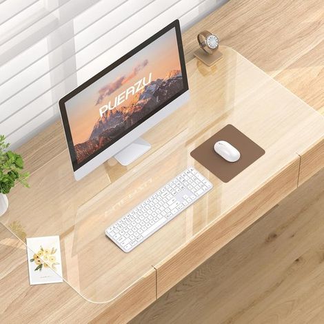 Sous-main transparent, 60 x 40 cm, tapis de protection transparent en PVC de 1,5 mm, antidérapant et résistant à la chaleur, idéal pour les ordinateurs, les bureaux, la maison et l'école. (1/5)