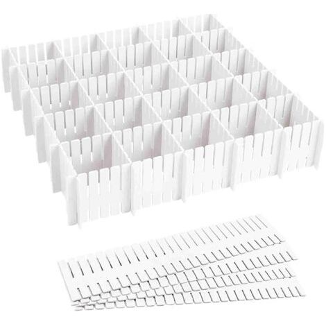 Organisateur de tiroir, 16 séparateurs de tiroir, séparateurs de tiroir réglables, organisation de rangement (blanc) (47 cm)