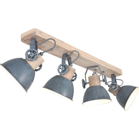 Mexlite - foco - Gearwood - gris - metal madera de caucho - foco