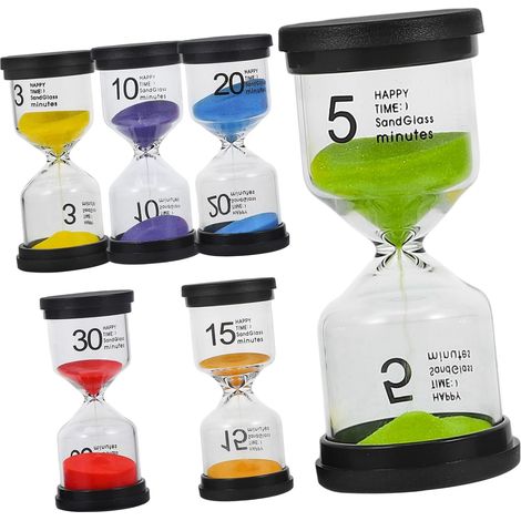 6 Pcs Sablier de Table Décoration Délicate de Sablier Minuteurs de Jeu en Verre et Abs Réutilisables pour Bureau et Maison (1/5)