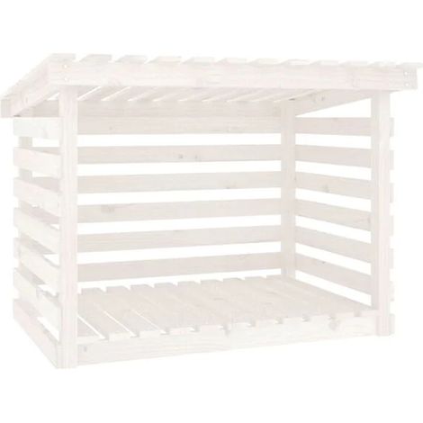Râtelier à bûches en pin blanc, dimensions : 108 x 73 x 79 cm (1/5)