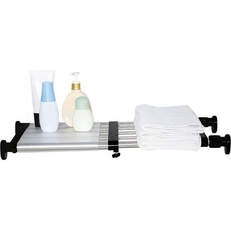 Étagère de Placard Telescopique en Métal Etagere de Rangement Réglable sans Perçage Organiseurs de Armoire Separateur Stockage Rack pour Cuisine, Salle de Bain, Chambre 40-60cm, Noir