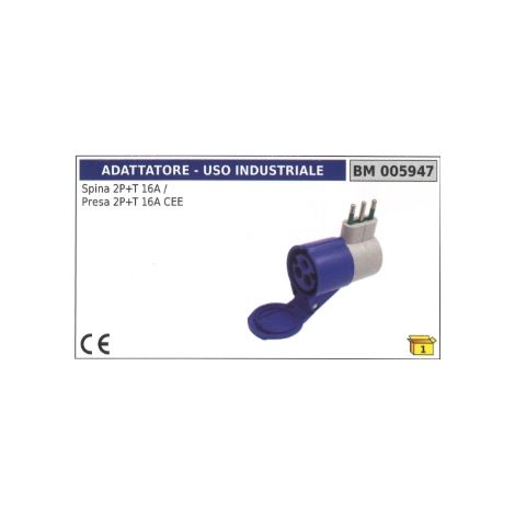 Adattatore industriale spina 2 poli+terra 16A presa 2 poli+terra 16A CEE 005947