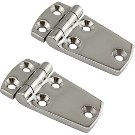 Stainless Steel Door Hinge Hardware Support - Heavy Duty for Boat, Cabinet, Platform - Marine, Garage, 2pcs 38 mm x 70 mm (1/4)
