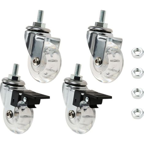 roulettes pivotantes transparentes de 2 pouces avec tige filetée M8x15mm pour chaise de bureau (1/5)