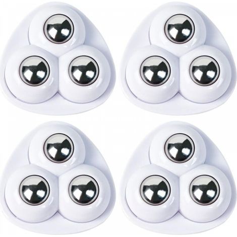 Lot de 4 mini roulettes pivotantes autocollantes blanches avec 3 billes en acier inoxydable pour seau à serpillière, bacs de rangement(3,7 x 3,7 cm) (1/5)