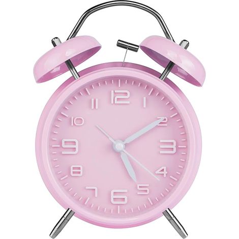 MINKUROW Lauter Wecker für Tiefschläfer 4 Zoll Retro Doppelglockenwecker Rosa (1/5)