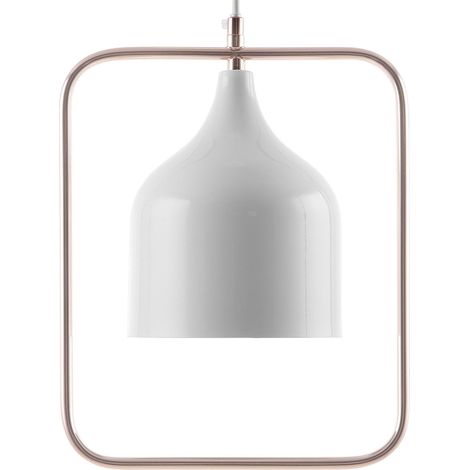 Lampe Suspension Design Industrielle en Métal Cuivré et Plastique Blanc Forme Originale E27 Max. 40W pour Salle à Manger au Style Minimaliste Beliani (1/5)