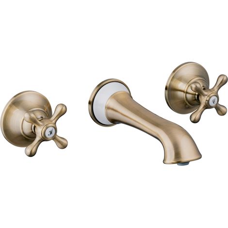 PaulGurkes Waschbecken Badewannenarmatur Antik 3-Loch Retro Bronze Messing (1/5)