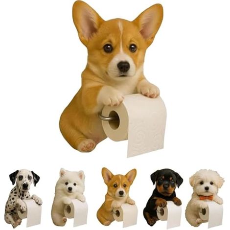 Distributeur de papier toilette mural en résine pour salle de bain, cuisine, dortoir, décoration d'intérieur sur le thème des animaux domestiques, noir et blanc, 22 x 16 x 12 cm (kaki) (1/5)