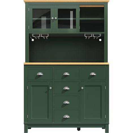 Hoher Küchenschrank aus MDF in Grün 104x40x180 cm mit LED und Gläserhalter MODENUIT (1/5)