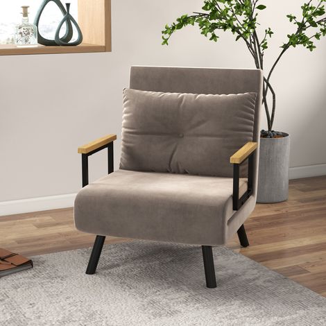 Schlafsessel mit Bettfunktion, 63 x 73 x 81 cm, 5-fach verstellbare Rückenlehne, OKMYHOME (1/5)