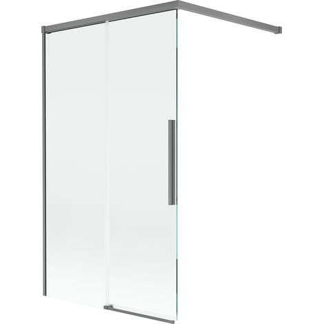 Mexen Rox paravent de baignoire coulissant à 2 volets 100 x 150 cm, transparent, métal gun - 8C9-100-003-95-00
