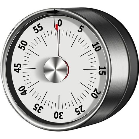 Visual analog timer, 55 minutes, kitchen timer, suitable for children and adults, countdown display, remaining time display, audible alarm (white). (1/5)