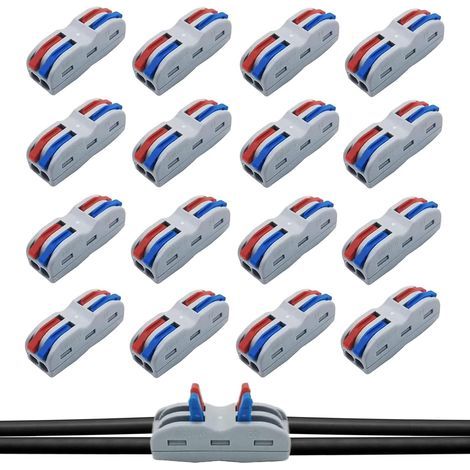Lot de 16 connecteurs rapides bidirectionnels, borniers Wago bidirectionnels, connecteurs électriques, 1 fil bidirectionnel pour circuits en ligne 28-12 AWG, ignifugés (1/5)