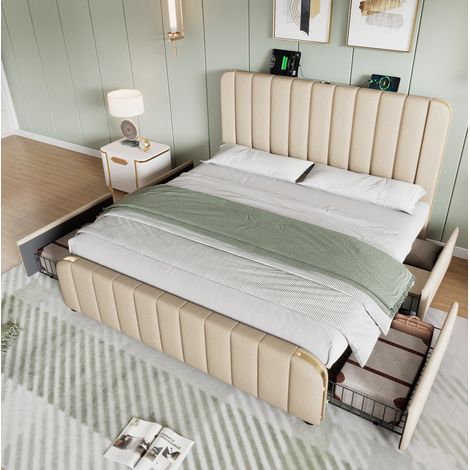 Letto matrimoniale con 4 cassetti e USB 160x200 OKMYHOME (1/5)