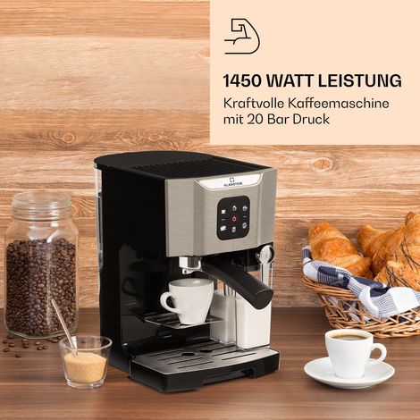 AIRMSEN Siebträger-Espressomaschine Mit Kegelmahlwerk & Milchschäumer – 20 Bar Druck, Touchscreen, 1,8 L Wassertank, Für Cold Brew & Americano