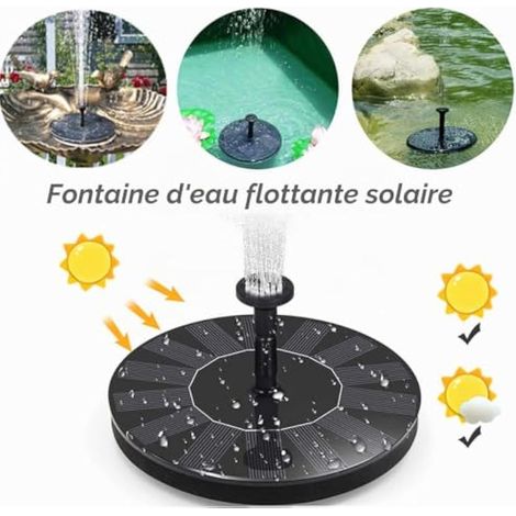 Pompe solaire extérieure pour fontaine de jardin avec 7 buses pour oiseaux, bains d'oiseaux, bassins, terrasses et décorations de jardin. (1/3)