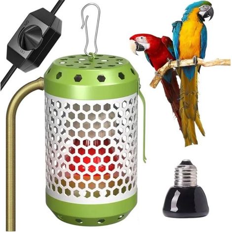 Vogelkäfigheizung – Wärmelampe – Papageienheizung – Grün – Temperatur einstellbar – 100-W-Leuchtmittel enthalten (1/5)