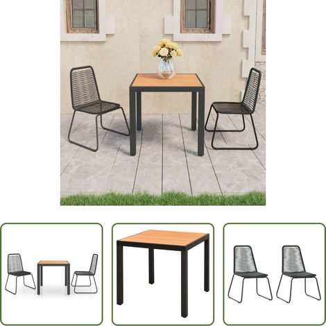 vidaXL Terrassensitz - 3-tlg. Garten-Essgruppe PVC Rattan Schwarz und Braun (1/5)
