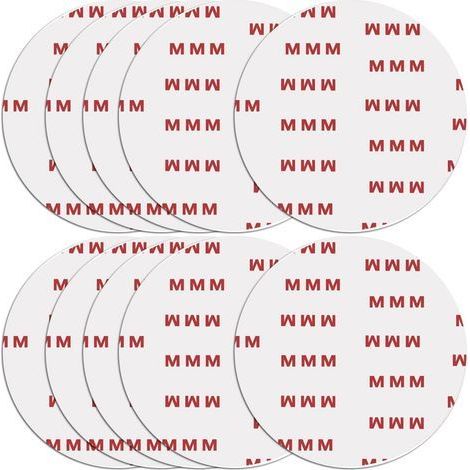Lot de 10 pastilles adhésives circulaires double face de 70 mm Adhésif de rechange puissant pour support de montage de voiture pare brise caméra GPS verrouillage à ventouse crochet de tableau de bord (1/5)