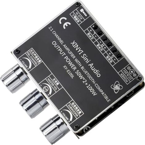 Amplificateur de Puissance Bluetooth 2.1 canaux 50W 2 + 100W avec contrôle des aigus et des Basses Bluetooth/USB/3.5 entrée Aux pour Haut-Parleur Bluetooth Bricolage (1/5)